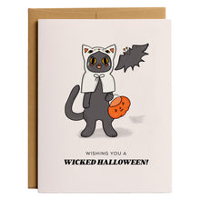 Load image into Gallery viewer, Black Cat in Costume Halloween Card