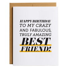 Load image into Gallery viewer, Happy Birthday to My Best Friend - Birthday Card with Kraft Envelope (Blank Inside)