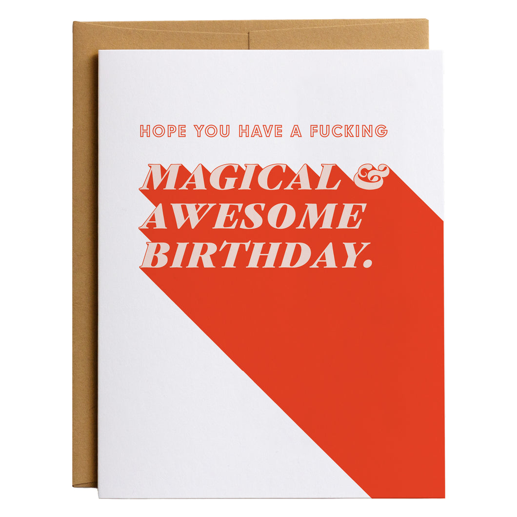 Magical and Awesome Birthday | Funny Vintage Birthday Card, Blank Birthday Greeting Card with Envelope