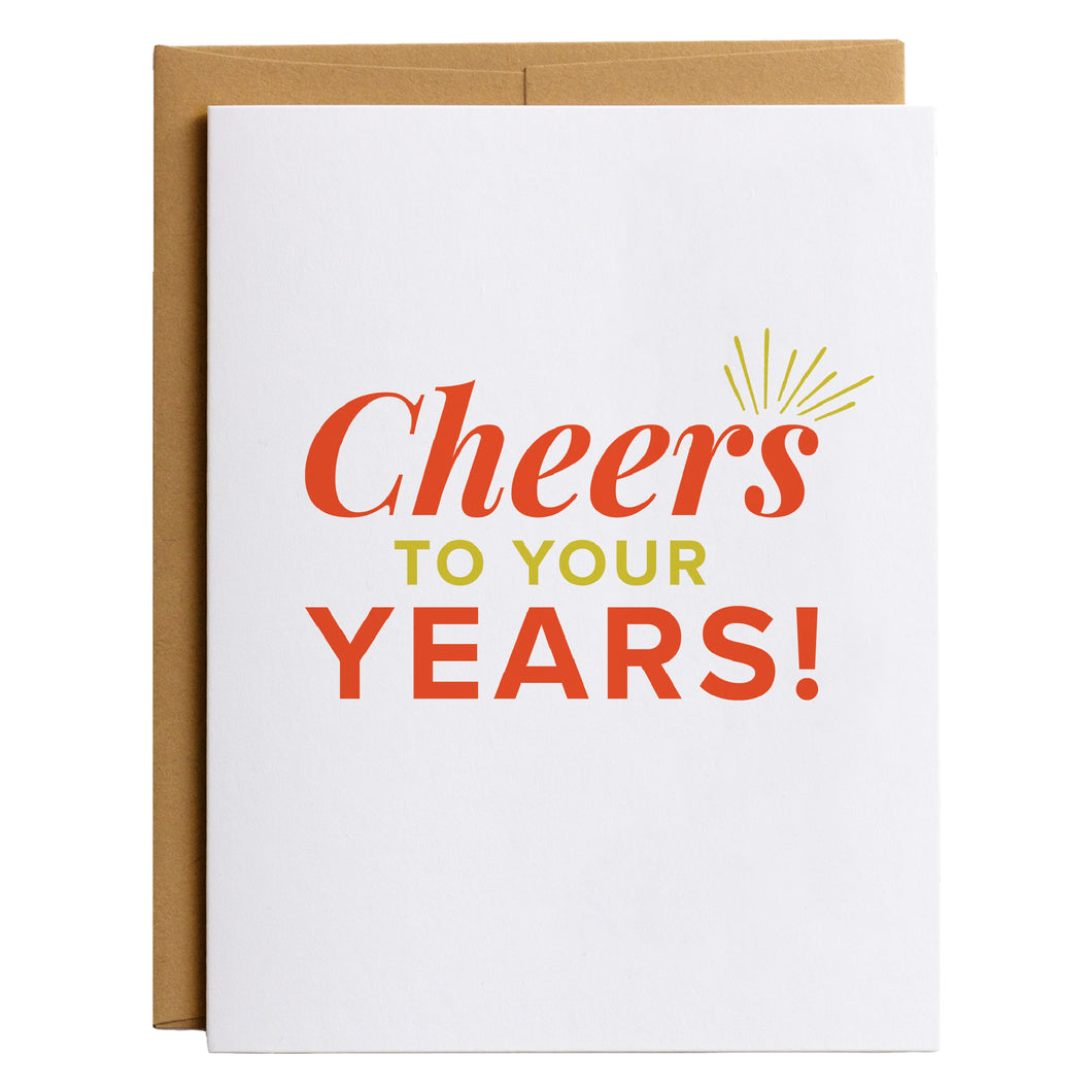 Cheers to Your Years - Birthday Card with Kraft Envelope (Blank Inside)