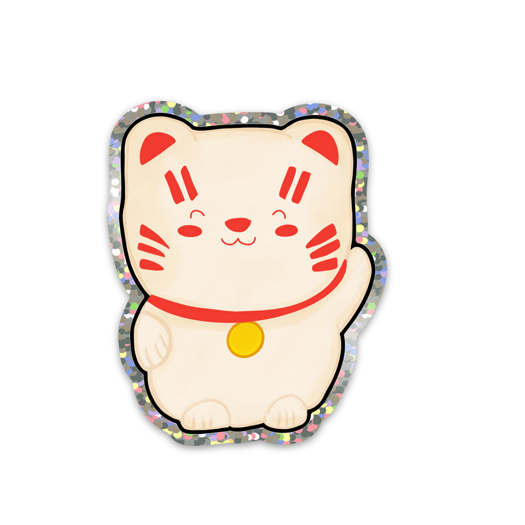 Lucky Cat Vinyl Glitter Sticker