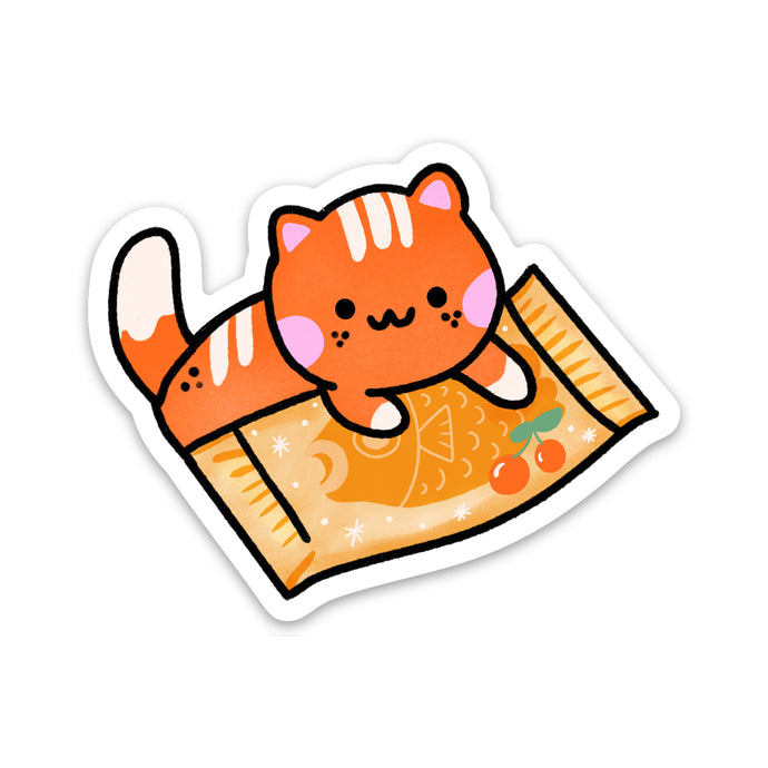 Kawaii Kitty with Taiyaki Fish Dessert Sticker